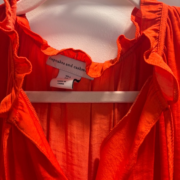 Cupcakes & Cashmere Red Sleeveless Ruffle Blouse - Picture 3 of 4